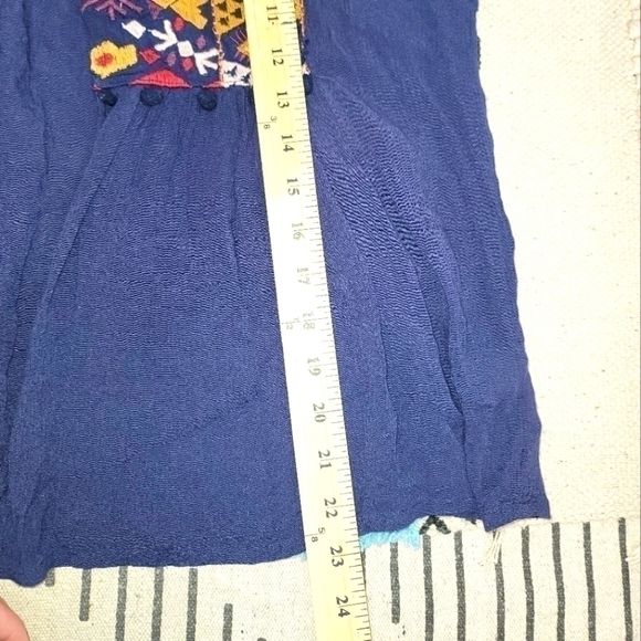 ALYA Open Front Peasant Floral Embroidered w Tassel Closure in Navy, sz Medium - Picture 13 of 13